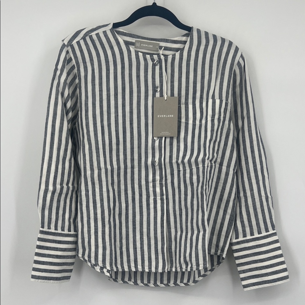 Everlane Navy and White Striped Shirt